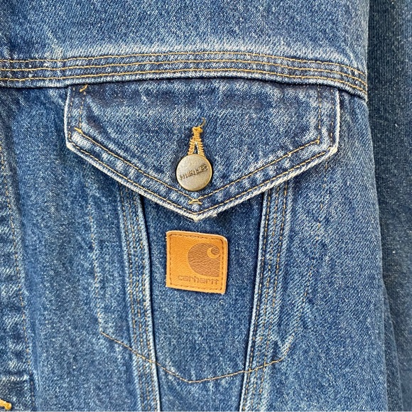 Carhartt Men’s Jacket Vintage Trucker J12 DST Cotton Denim Blue Size L - Picture 9 of 9